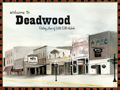 Deadwood, travel book drawing illustration travel travelbook traveljournal watercolor west