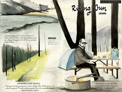 Rising Sun drawing illustration travel travelbook traveljournal watercolor west