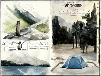 Jenny Lake, Grand Teton NP drawing illustration lake travel travelbook traveljournal watercolor west