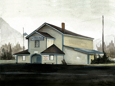 On the Road, Alberta canada house illustration landscape travel watercolor