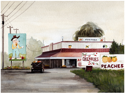 Fruit town canada house illustration landscape travel watercolor