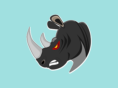 Angry rhino head design icon illustration logo vector