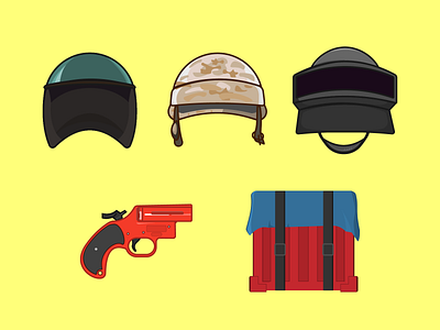 Set of stickers on theme videogame PUBG air drop armor art battle royale design flaer gun flat graphic design gun helmet icon illustration illustrator minimal pubg pubg mobile pubgmobile stickers vector weapons