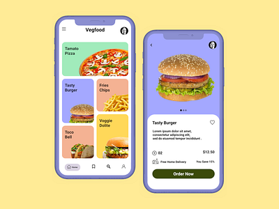 Fast Food App Concept figma flat colors food app mobile app mockup uidesign uxdesign