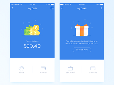 Gift page account bank card cash credit card gift top up ui withdraw