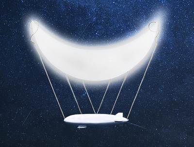 Airship Moon ,Surreal Milky Way sky poster
