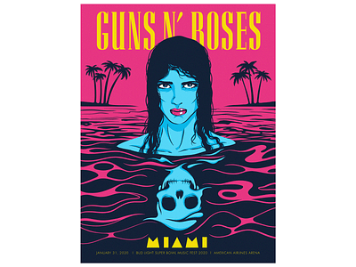 Guns N' Roses Poster illustration miami poster super bowl