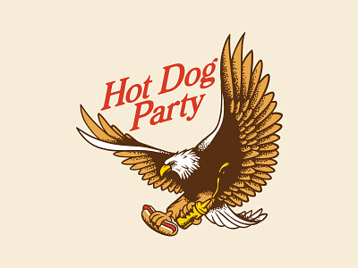 Hot Dog Party Eagle branding eagle hot dog logo mustard stipple typogaphy typography