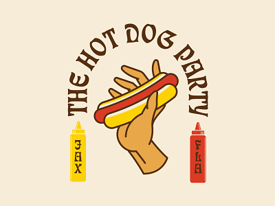 Hot Dog Party Hand branding hand hot dog icon illustration logo typogaphy