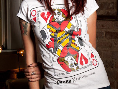 Burro Ewa T Shirt Queen ally cat bicycle black jack cards casino fixed gear illustration queen of hearts