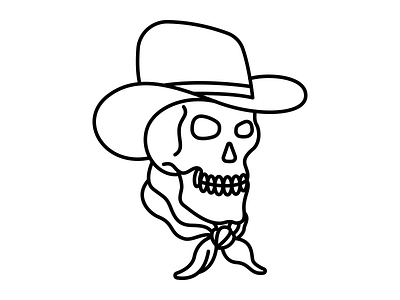 Howdy cowboy flash illustration monoline skull tattoo the west vector western