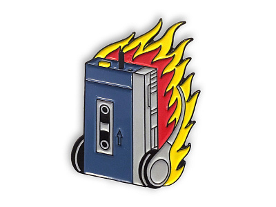 Walkman 80s fire mixtape music pin retro sony walkman