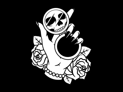 Dead On The Inside compact dark dead on the inside goth illustration macabre rose roses skull tattoo