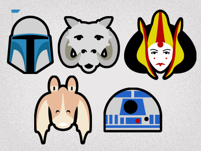 Star Wars Icons 1 jar jar binks jengo fett princess amidala r2d2 star wars ton ton