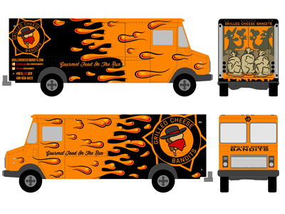 Food Truck black cheese drips food truck orange
