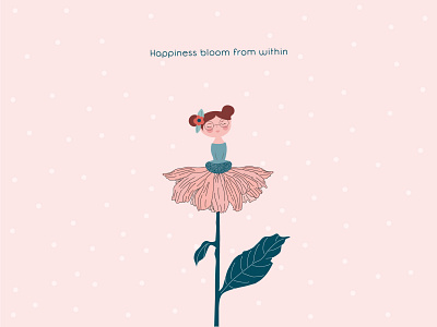 Happiness bloom from within design drawing flower flower illustration girl girl illustration illustration pink