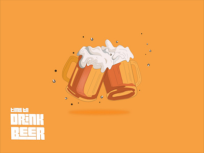 Time To Drink Beer beer beer art beer drawing illustration beer illustration vector beer mug illustration design illustration orange