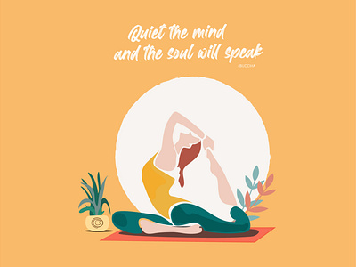 Quiet the mind and the soul will speak design illustration illustration art illustration art banner design poster story woman woman illustration yoga yoga app yoga beginners yoga logo yoga mat yoga pants yoga pose yoga postures