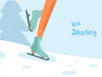 Ice Skating blue design ice ice skating ice skating girl illustration illustrator shoes tree