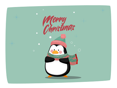 Merry Christmas art cap character christmas drawing green illustraion merry xmas merrychristmas penguin red winter xmas