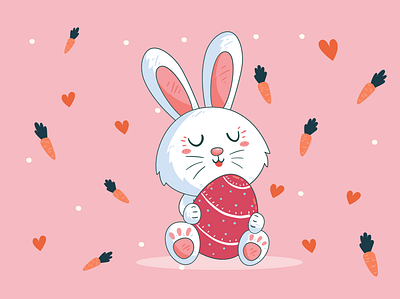 Easter wallpaper carrot cartoon easter easter bunny easter egg illustraion love pink wallpaper