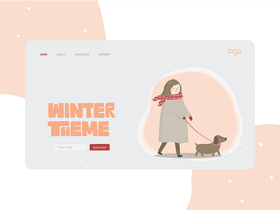 Website Theme design dog drawing font art girl illustration logo peech site web website