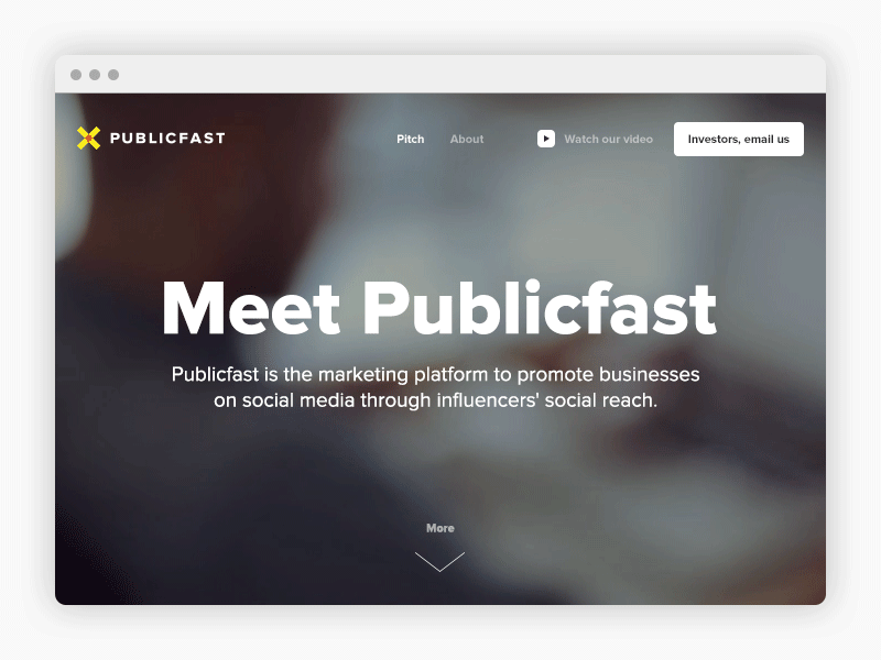 Investor pitch for Publicfast background video deck landing pitch product startup