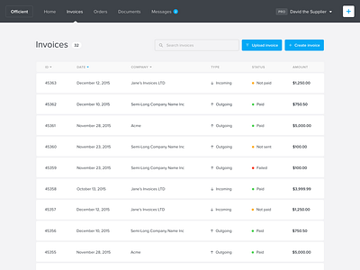 Invoices web app dashboard invoices invoicing table thumbnails