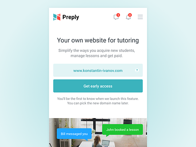 Personal websites mobile for Preply tutors
