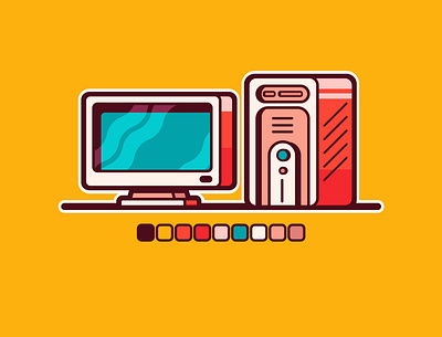Monitor and PC Illustration art design flat flat design graphic design icon illustration illustrator logo monitor vector