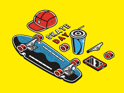 Skate day color design illustration iphone skate