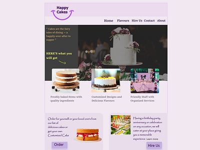 Sample Cake Website Homepage art catering creative design eye catching graphic design happy icon logo party purple ui ui design ux web website