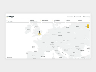 Find a Warehouse - Map Interaction map map ui mapbox minimalist whitespace