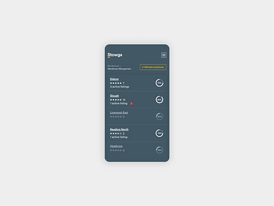 Admin area admin dashboard admin panel admin template dark mode dark ui management app mobile app mobile ui proptech seller ui ui ux ui design uidesign warehouse