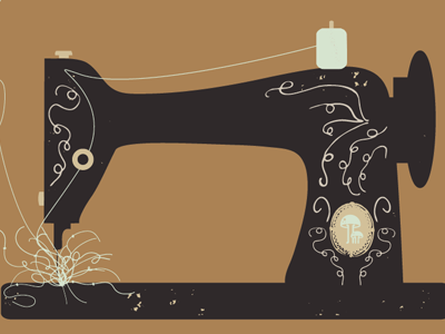 Sewing Machine distressed illustration poster sewing machine vintage