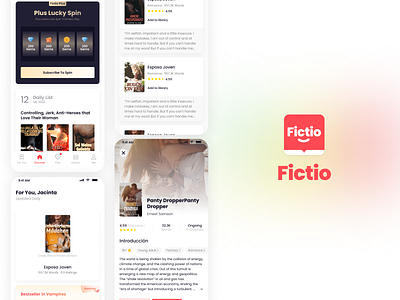 Fictio App - Your Mobile Library app design mobile reading ui