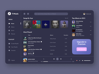 Music App Design design interface music music player ui ux web
