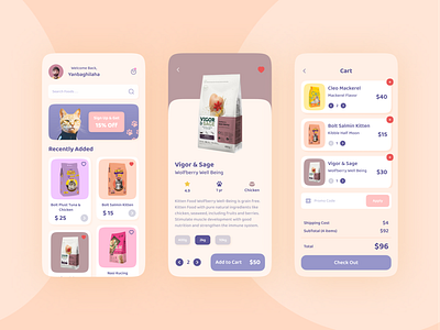 Cat Food Mobile animal cat cat food food interface kitty mobile shop ui ux
