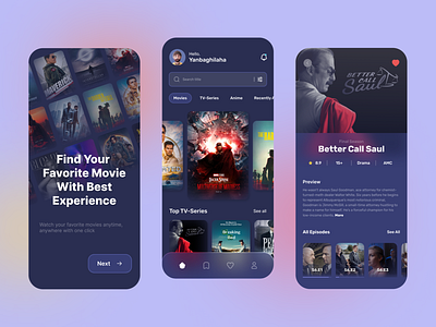Streaming App Mobile interface life mobile movie social streaming tv series ui ux video