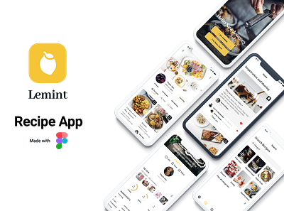 Recipe App - Lemint App UI/UX design figma food app minimal mobile app recipe app uidesign uiux