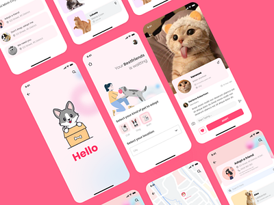 Adopt Dog and Cat App adoptapp figma mobile app petapp uidesign uiux