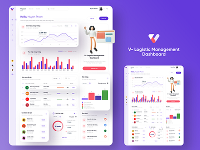 V-Logistic Management Dashboard UI/UX Web App chart dashboard design figma management minimal uidesign uiux webdesign