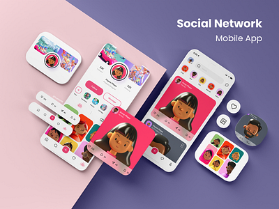 Social Network Mobile App UIUX design figma mobile app socialmedia socialnetwork uiux
