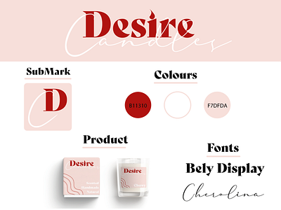 Desire Candles brand kit brand design brand design kit brand identity candle packaging design logo logodesign packagedesign