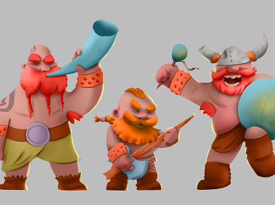 3 Vikings character design characters concept illustration