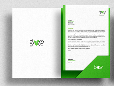 Bloomgroup | Letterhead + Folder brand design brand identity branding design graphic design illustration logo stationery typography vector