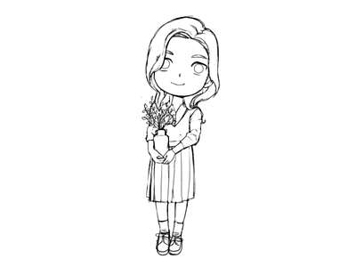 Sketch 2 cartoon chibi art chibi style cutie flower gift