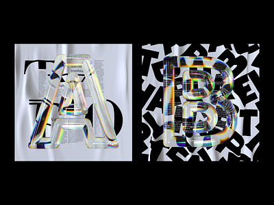 Alphabet Dispersion – A,B 36 days of type 3d type alphabet c4d cinema 4d dispersion letter typography