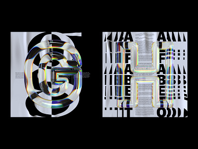 Alphabet Dispersion – G,H 36 days of type 3d type alphabet c4d cinema 4d dispersion glass letters poster typography