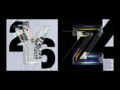 Alphabet Dispersion – Y,Z 36 days of type 3d type alphabet c4d cinema 4d dispersion glass letters typography